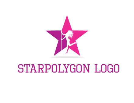 pole dance in front of star logo