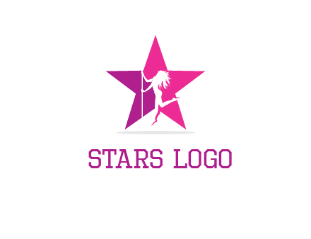 pole dance in front of star logo