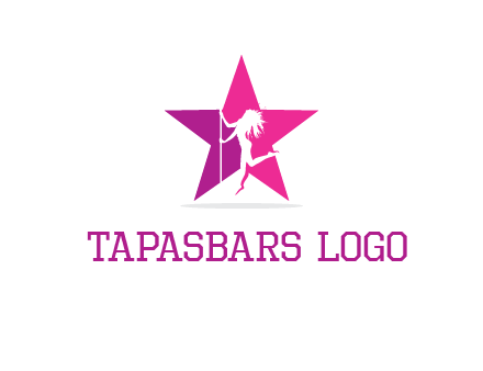 pole dance in front of star logo