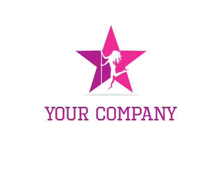 pole dance in front of star logo