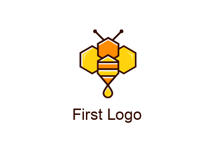 geometrical bee made with honeycombs