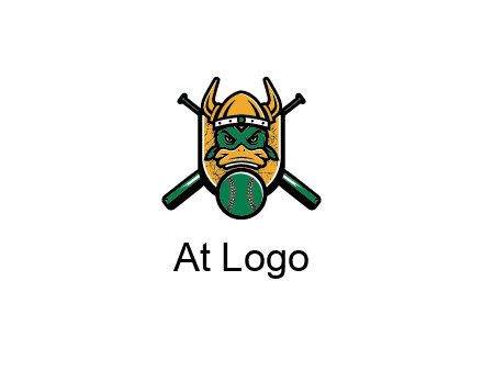 Viking duck with baseball and bats