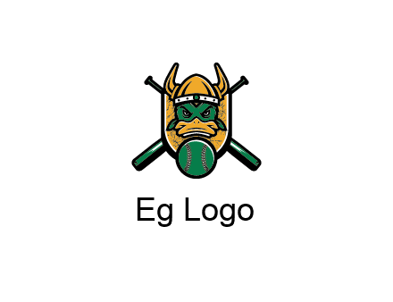 Viking duck with baseball and bats