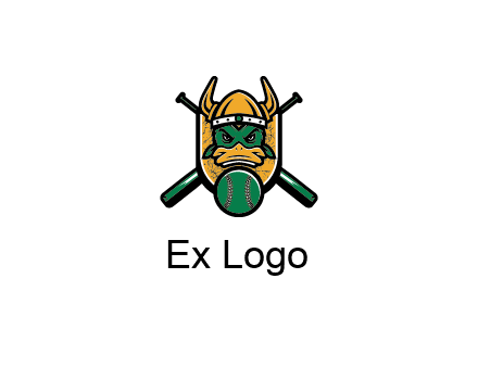 Viking duck with baseball and bats