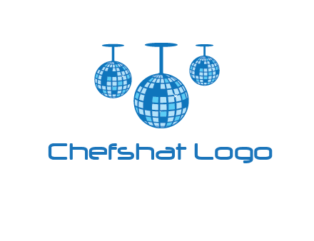three disco balls logo