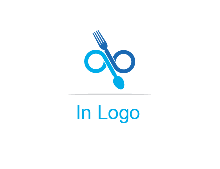 fork and spoon forming infinity sign or specs
