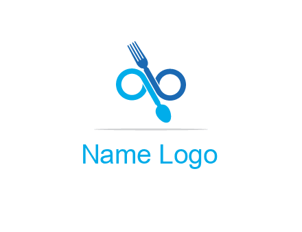 fork and spoon forming infinity sign or specs