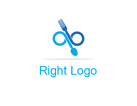 fork and spoon forming infinity sign or specs