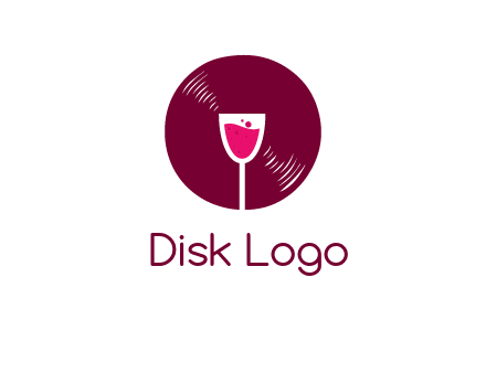 wine glass inside the disk logo