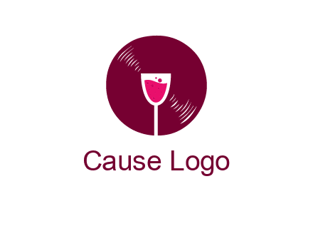 wine glass inside the disk logo