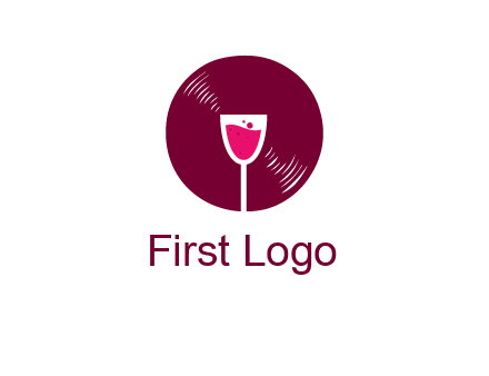 wine glass inside the disk logo