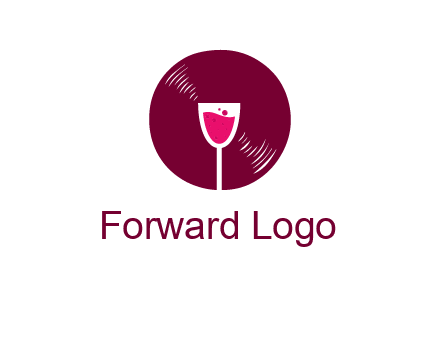 wine glass inside the disk logo