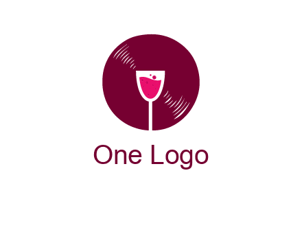 wine glass inside the disk logo