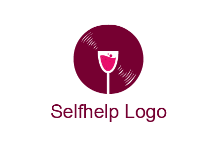 wine glass inside the disk logo