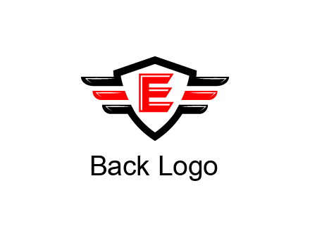 letter E in a shield over 3 stripes
