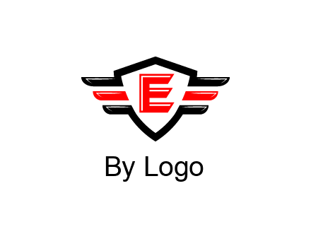 letter E in a shield over 3 stripes
