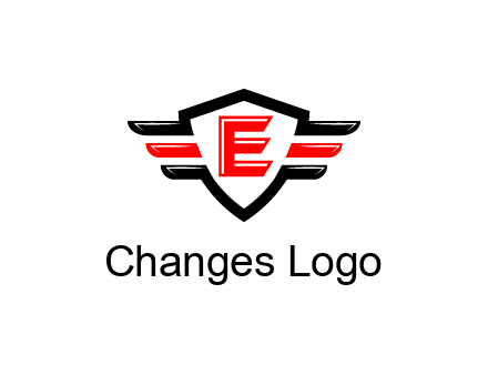 letter E in a shield over 3 stripes
