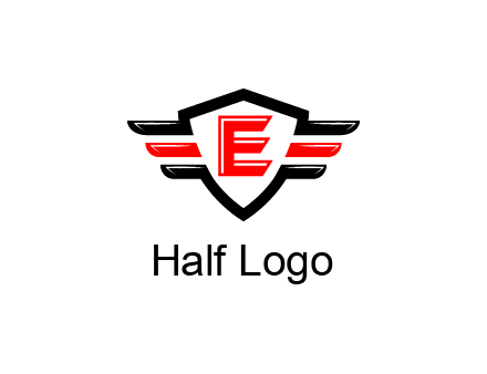 letter E in a shield over 3 stripes