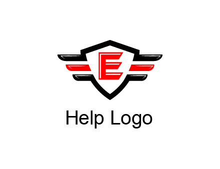 letter E in a shield over 3 stripes