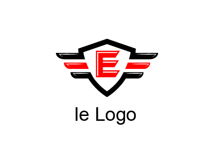 letter E in a shield over 3 stripes