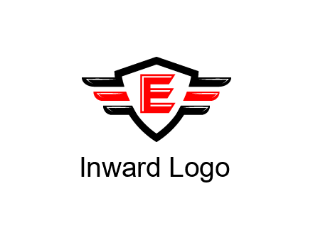 letter E in a shield over 3 stripes