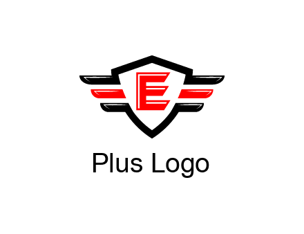 letter E in a shield over 3 stripes