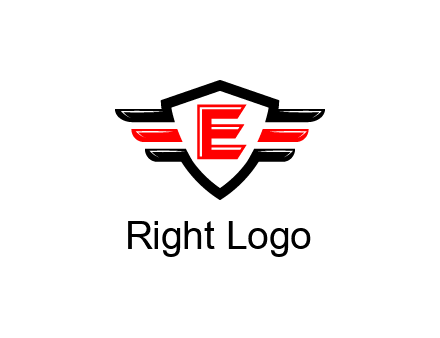 letter E in a shield over 3 stripes