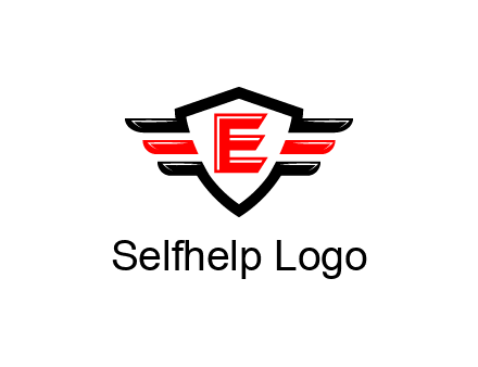 letter E in a shield over 3 stripes