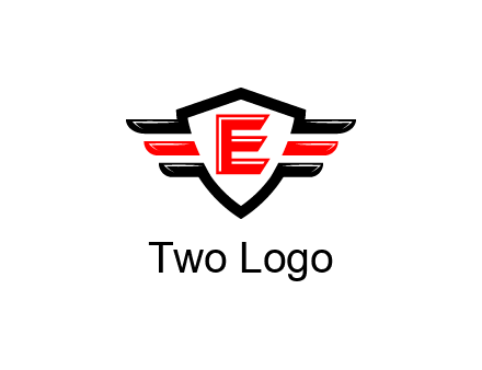letter E in a shield over 3 stripes