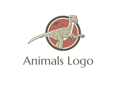 Dinosaur illustration with Tyrannosaurus rex and Pterodactyls