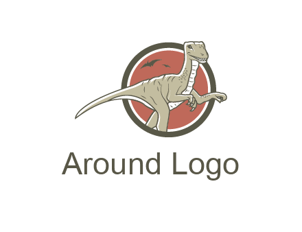 Dinosaur illustration with Tyrannosaurus rex and Pterodactyls