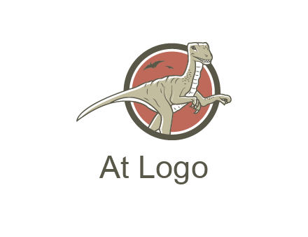 Dinosaur illustration with Tyrannosaurus rex and Pterodactyls