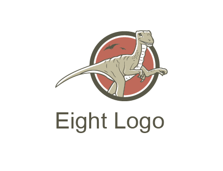 Dinosaur illustration with Tyrannosaurus rex and Pterodactyls