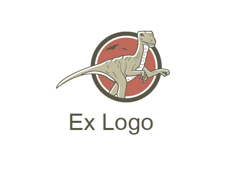 Dinosaur illustration with Tyrannosaurus rex and Pterodactyls