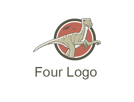 Dinosaur illustration with Tyrannosaurus rex and Pterodactyls