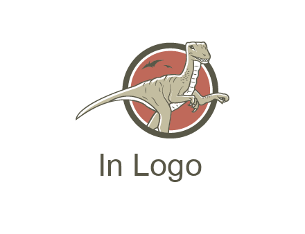 Dinosaur illustration with Tyrannosaurus rex and Pterodactyls