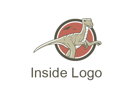 Dinosaur illustration with Tyrannosaurus rex and Pterodactyls