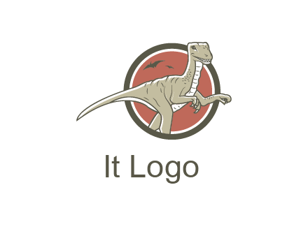 Dinosaur illustration with Tyrannosaurus rex and Pterodactyls