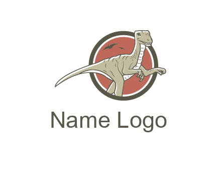 Dinosaur illustration with Tyrannosaurus rex and Pterodactyls