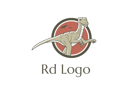 Dinosaur illustration with Tyrannosaurus rex and Pterodactyls