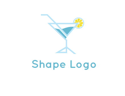 glass of juice with lemon beverage logo