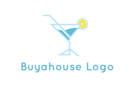 glass of juice with lemon beverage logo