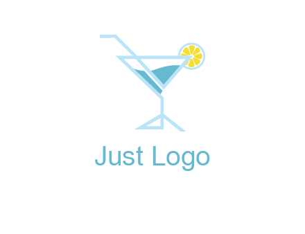 glass of juice with lemon beverage logo