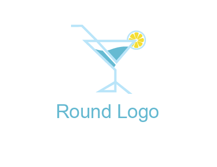 glass of juice with lemon beverage logo