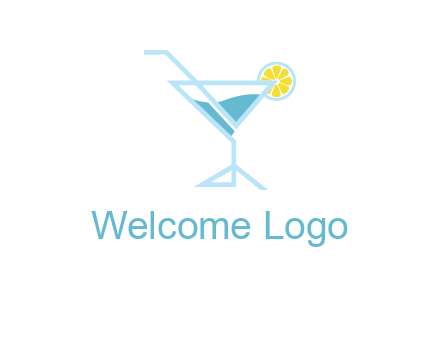 glass of juice with lemon beverage logo