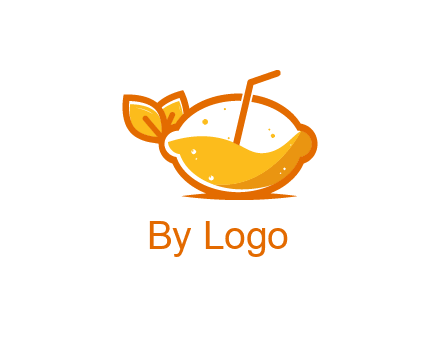 straw inserted in lemon with drink inside