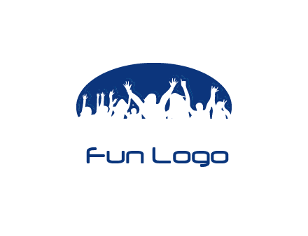 crowd dancing inside oval logo