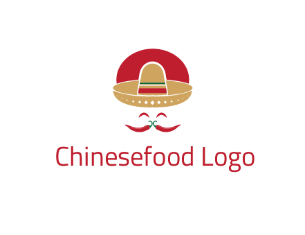 red chili peppers forming a face with moustache and eyes, wearing a Mexican hat