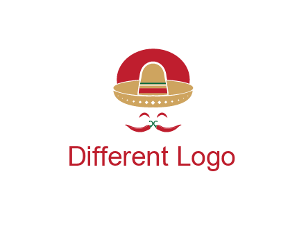 red chili peppers forming a face with moustache and eyes, wearing a Mexican hat
