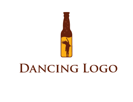 girl dancing inside wine bottle logo